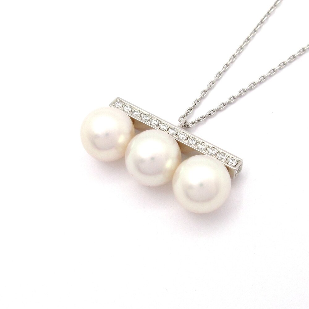 Tasaki Balance Neo Pendant Necklace 18K White Gold Diamond Cream Pearl